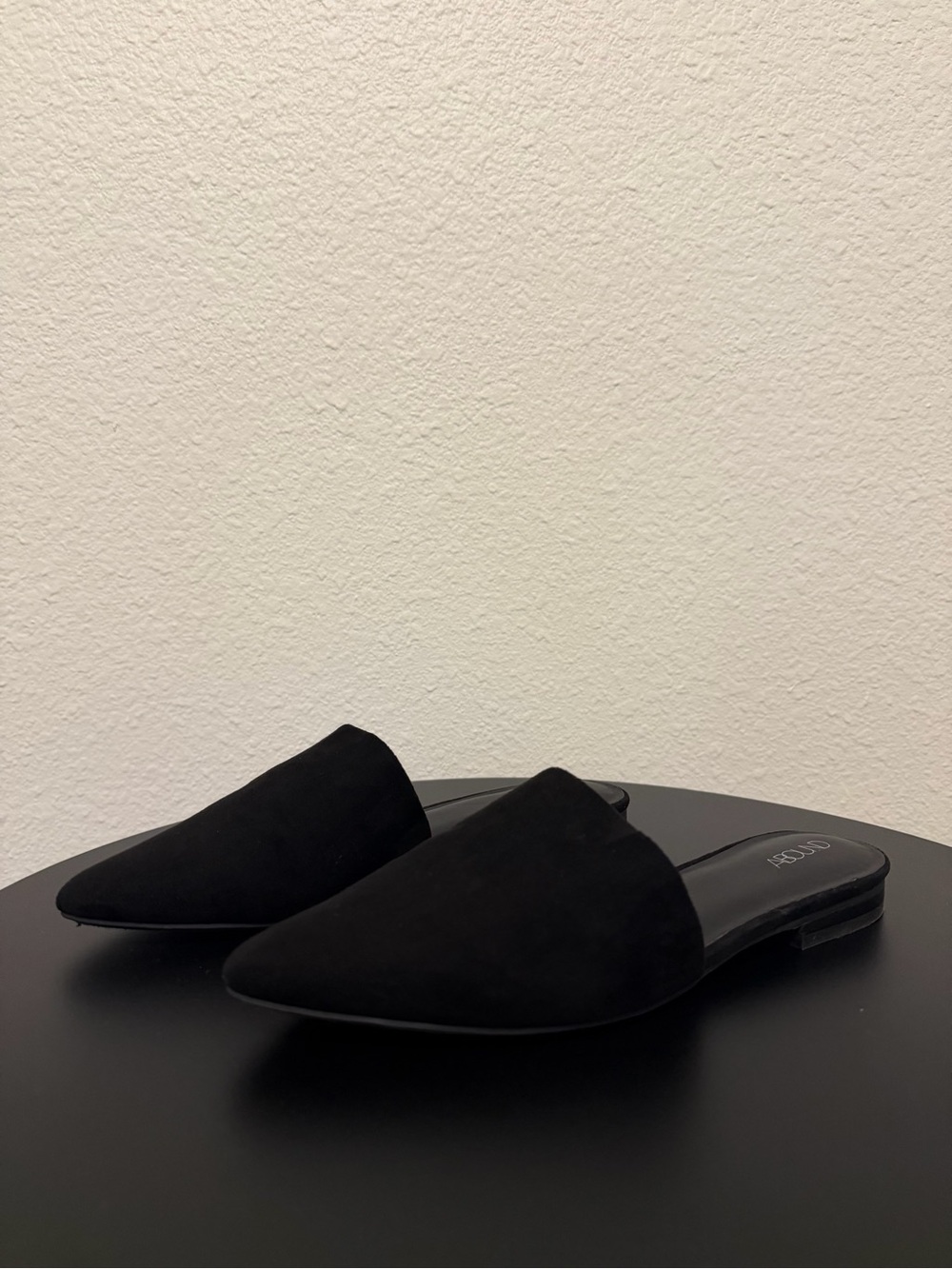 Abound Black Pointed Toe Suede Slip-On Mules
